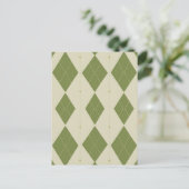 Carte Postale Motif diamant Argyle vert olive (Debout devant)
