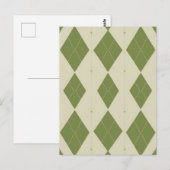 Carte Postale Motif diamant Argyle vert olive (Devant / Derrière)
