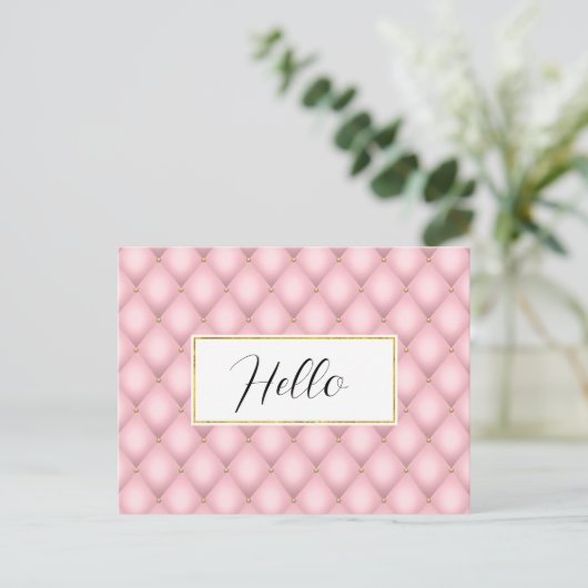 Carte Postale Motif diamant luxueux rose capitonné (Debout devant)