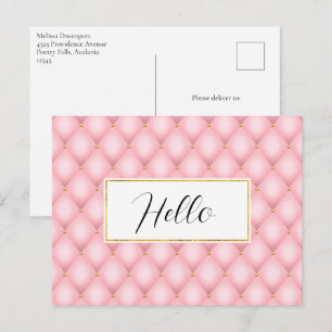 Carte Postale Motif diamant luxueux rose capitonné