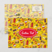 Carte Postale Motif d'icônes de restauration rapide couleur (Devant / Derrière)