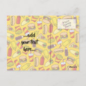 Carte Postale Motif d'icônes de restauration rapide couleur (Dos)