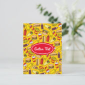 Carte Postale Motif d'icônes de restauration rapide couleur (Debout devant)