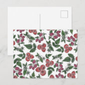 Carte Postale Motif d'illustration vintage Feuilles framboise (Devant / Derrière)