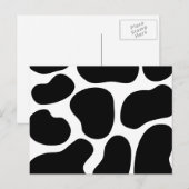 Carte Postale Motif d'impression de vache noire et blanche. (Devant / Derrière)