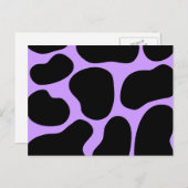 Carte Postale Motif d'impression de vache noire et violette. (Devant / Derrière)