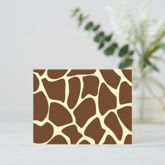 Carte Postale Motif d'impression Giraffe en Brown foncé. (Debout devant)