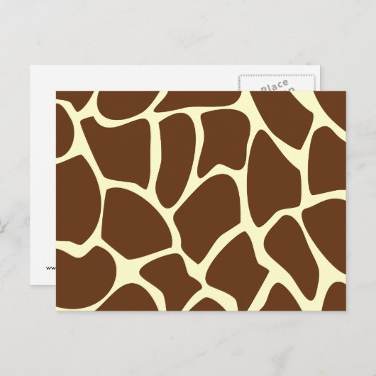 Carte Postale Motif d'impression Giraffe en Brown foncé. (Devant / Derrière)