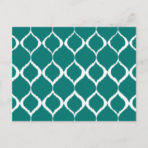 Carte Postale Motif d'impression tribal Ikat géométrique turquoi