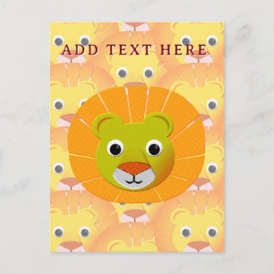 Carte Postale Motif d'impression vintage avec un visage de lion