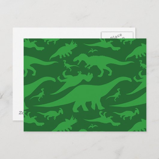 Carte Postale Motif Dinosaur Vert (Devant / Derrière)