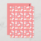 Carte Postale Motif d'oeufs décoré de lapin de Pâques (Devant / Derrière)