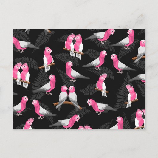Carte Postale Motif d'oiseau aux coques roses (Devant)