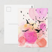 Carte Postale motif d'oiseaux colorés Abstraits (Devant / Derrière)