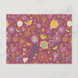 Carte Postale Motif d'oiseaux mignon deux