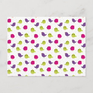Carte Postale Motif d'oiseaux mignons colorés
