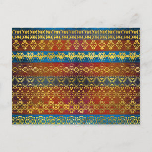 Carte Postale Motif d'or Boho ethnique en texture peinte