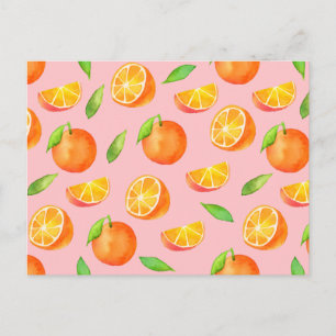 Carte Postale Motif d'oranges aquarelles