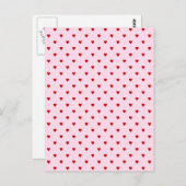 Carte Postale Motif doux de coeur rouge sur rose. (Devant / Derrière)