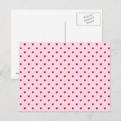 Carte Postale Motif doux de coeur rouge sur rose. (Devant / Derrière)