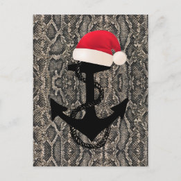 Carte Postale motif élégant en peau de SERPENT - ANCRE + CHAPEAU