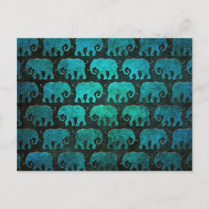 Carte Postale Motif Eléphant Porté, bleu