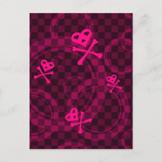 Carte Postale Motif Emo Rose Avec Cercles (Devant)