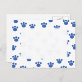 Carte Postale Motif Empreinte de patte animal. Bleu et Blanc. (Devant / Derrière)