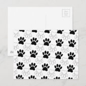 Carte Postale Motif Empreinte de patte de chien noir et blanc (Devant / Derrière)