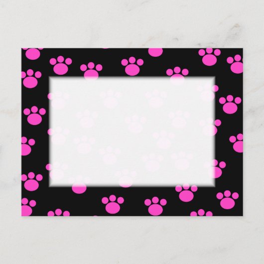 Carte Postale Motif Empreinte de patte rose et noir. (Devant)