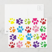 Carte Postale Motif Empreintes de pattes colorés (Devant / Derrière)