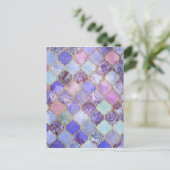 Carte Postale Motif en carreaux marocains violet et bleu clair (Debout devant)