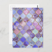 Carte Postale Motif en carreaux marocains violet et bleu clair (Devant / Derrière)