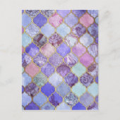 Carte Postale Motif en carreaux marocains violet et bleu clair (Devant)