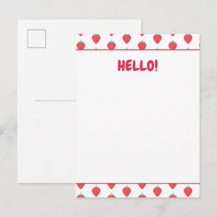 Carte Postale Motif esthétique Mignon Amour Fraise Kawaii