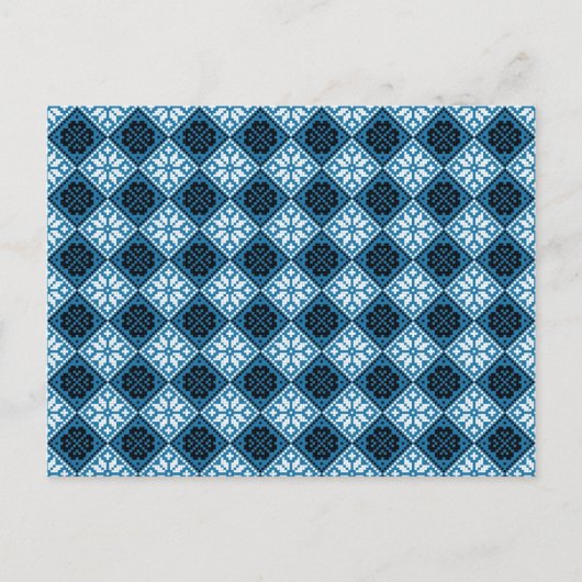 Carte Postale Motif estonien bleu noir et blanc Mitten (Devant)
