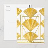 Carte Postale Motif éventail Art déco doré (Devant / Derrière)