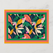 Carte Postale Motif feuille coloré encadré (Devant)