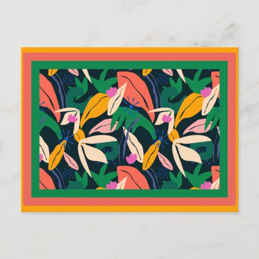 Carte Postale Motif feuille coloré encadré (Devant)