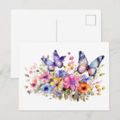 Carte Postale Motif fleur papillon (Devant / Derrière)