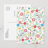 Carte Postale Motif Fleur Snoopy Si Mignon (Devant / Derrière)