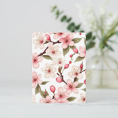 Carte Postale Motif Fleurs cerises (Debout devant)