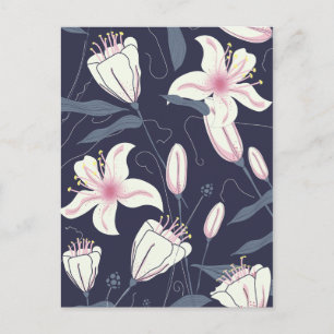 Carte Postale Motif Fleurs Vintage