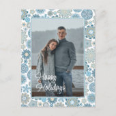 Carte Postale Motif Flocons de Neige Mandala Floral Chic Festif (Devant)