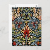 Carte Postale Motif floral à tête de serpent de William Morris (Devant / Derrière)