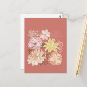 Carte Postale Motif floral bohème rustique