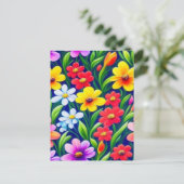 Carte Postale Motif floral coloré (Debout devant)