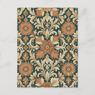 Carte Postale Motif floral damassé victorien avec bronze cuivré