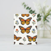 Carte Postale Motif floral de papillon monarque (Debout devant)