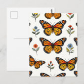 Carte Postale Motif floral de papillon monarque (Devant / Derrière)